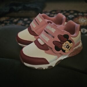 Disney Girls Pink and White Minnie Mouse Light-Up Sneakers
